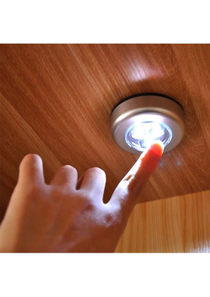 Kablosuz Spot Pilli Dokunmatik LED Lamba 3 Ledli Dolap Lambası (2818)