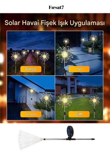 2 Adet Solar Güneş Enerjili 120LED Çiçek Havaıfişek Bahçe Aydınlatma Dekorasyon Işığı Günışığı LED modelleri