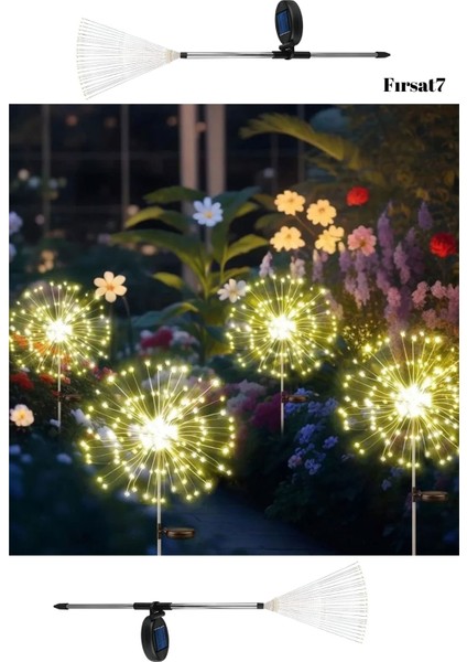 2 Adet Solar Güneş Enerjili 120LED Çiçek Havaıfişek Bahçe Aydınlatma Dekorasyon Işığı Günışığı LED fırsatları