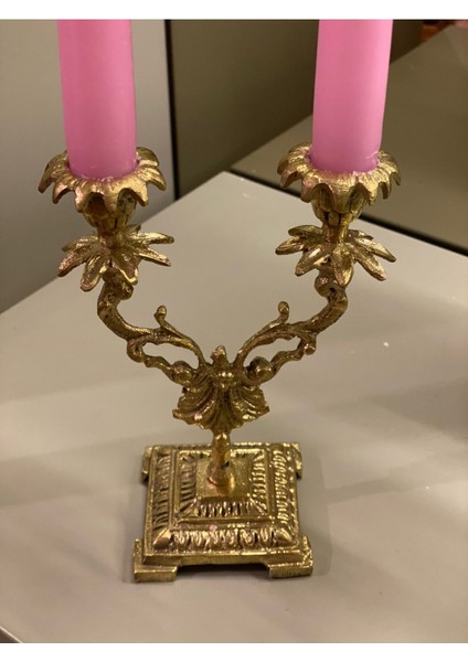Luxury Pirinç 2 Kollu Şamdan 1 Adet