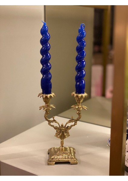 Luxury Pirinç 2 Kollu Şamdan 1 Adet