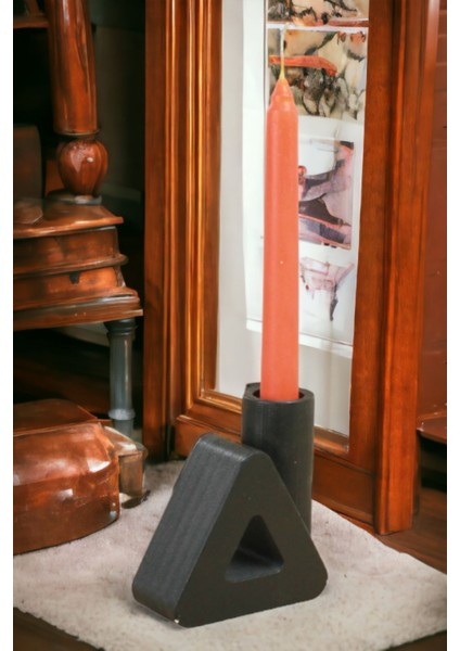 Luxury Şamdan Mumluk Dekoratif Mumluk Tealight Mumluk Model 8 Siyah Renk 1 Adet