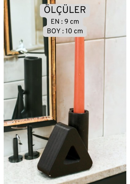 Luxury Şamdan Mumluk Dekoratif Mumluk Tealight Mumluk Model 8 Siyah Renk 1 Adet