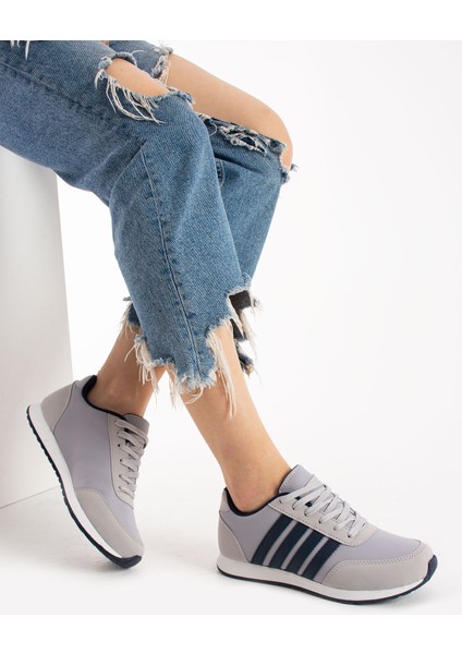 Günlük Sneaker Unisex Çizgili Günlük Rahat Kaliteli Konforlu Bağcıklı Sneaker Spor Ayakkabı