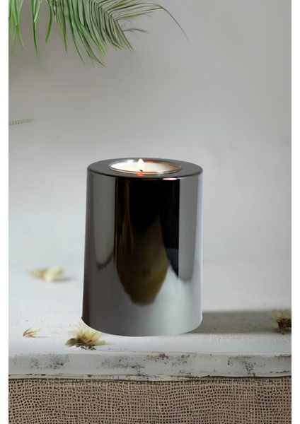 Luxury 3 Lü Füme Krom Parlak Yüzey Mumluk Dekoratif Tealight Set Mum Abs Plastik 1 Adet