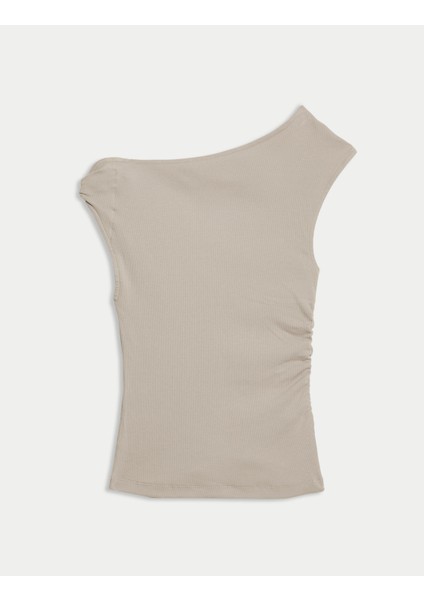 Pamuk Karışımlı Asimetrik Yaka Atlet indirimleri