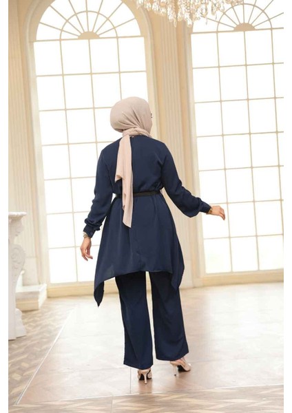 Asimetrik Kesim Lacivert Tesettür Ikili Takım 20253L fırsatları