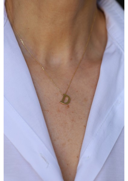 14 Ayar Altın D Harfli Kolye 1 cm genişlik fiyatları