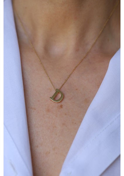 14 Ayar Altın D Harfli Kolye 1 cm genişlik fırsatları