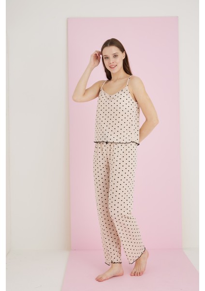 Raporlu Bayan Ip Askılı Pijama Takımı