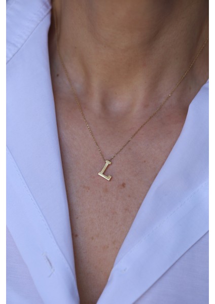 14 Ayar Altın L Harfli Kolye 1 cm genişlik fiyatları