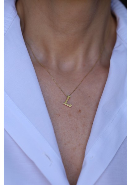 14 Ayar Altın L Harfli Kolye 1 cm genişlik fırsatları