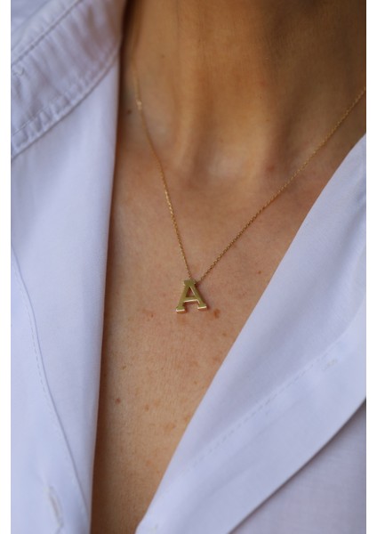 14 Ayar Altın A Harfli Kolye 1 cm genişlik fırsatları