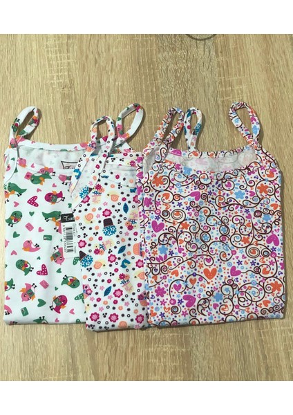 Kız Çocuk Atlet 3’lü Paket – %94 Pamuk %6 Elastan – Numara 2 (2-3 Yaş) – Kombin Renk