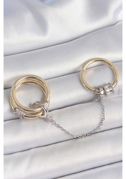 Pirinç Mix Renk Zirkon Taşlı Zincir Kadın Yüzük Seti fiyatları