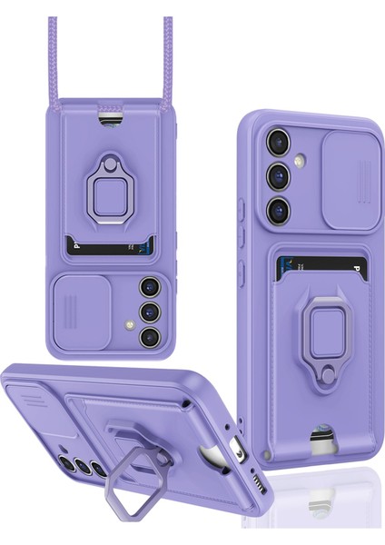 Samsung Galaxy A05S Kılıf Zuma Kartvizitli Yüzüklü Silikon - Lila Ferrg
