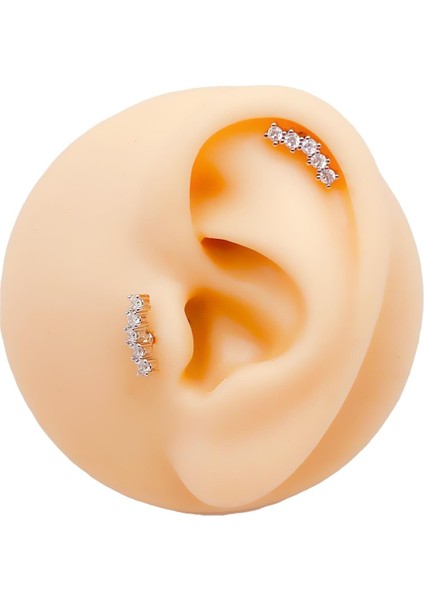 Cerrahi Çelik Piercing Beş Taşlı Kıkırdak Helix Tragus Piercing (1ADET) -V2 fiyatları
