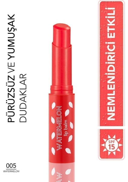 Tatlı Aromalı ve Besleyici Lip Balm Renkli Dudak Balmı (005 Karpuz)