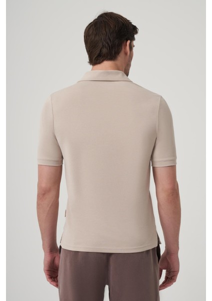 Stenly Bej Rengi Şal Yaka Tişört modelleri