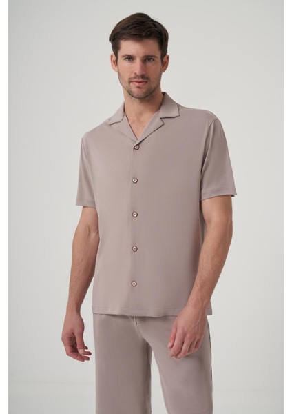 Maglia Mink Modal Içerikli Relaxed Fit Mono Yaka Süprem Gömlek