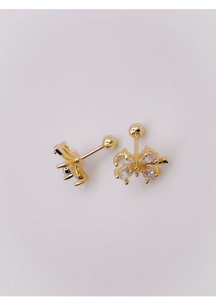 Cerrrahi Çelik Piercing ( Pirsing ) Badem Taşlı Çiçek Tragus Helix Piercing (1ADET)