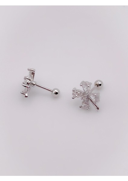 Cerrrahi Çelik Piercing ( Pirsing ) Badem Taşlı Çiçek Tragus Helix Piercing (1ADET)