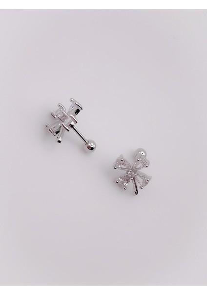 Cerrrahi Çelik Piercing ( Pirsing ) Badem Taşlı Çiçek Tragus Helix Piercing (1ADET)