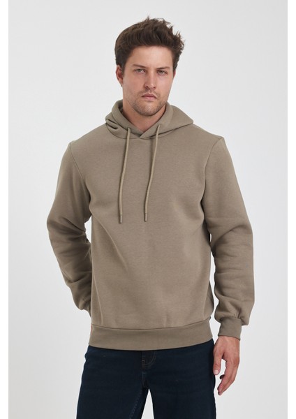 3 Ip Şardonlu Kapuşonlu Cepsiz Sweatshirt RD24KE054902