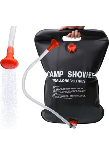 20 Litre Solar Isıtıcılı Kamp Duş Torbası 50 Derecen Fala Isınabilir Heryerde Duş Alabilirsiniz