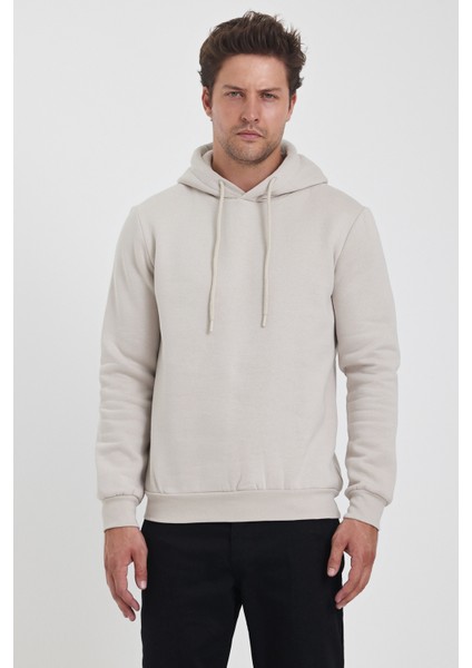 3 Ip Şardonlu Kapuşonlu Cepsiz Sweatshirt RD24KE054902