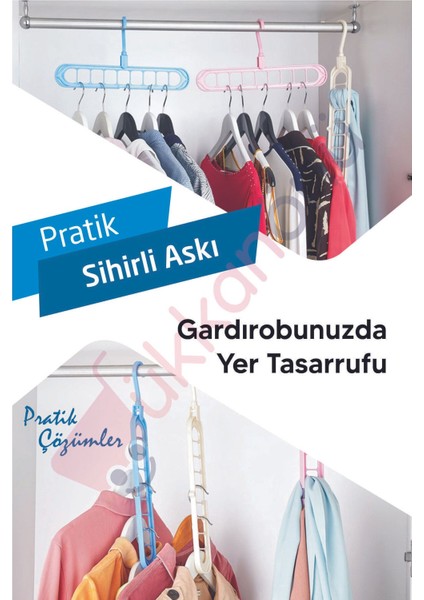 9 Adet Yer Tasarrufu Sağlayan 9 Gözlü Pratik Sihirli Askı Şal Kemer Eşarp Askısı