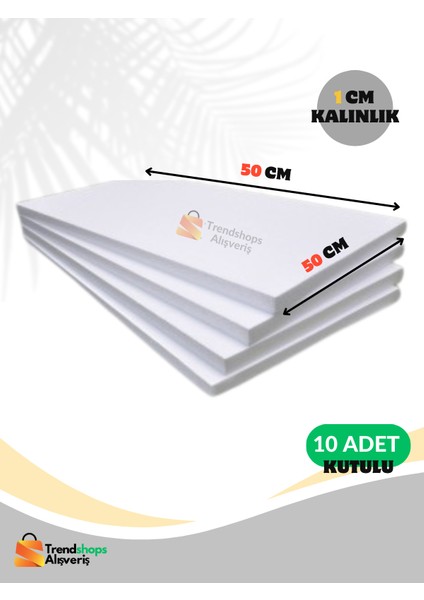Tsa 10 Adet 1 cm 50X50CM Strafor Köpük Levha