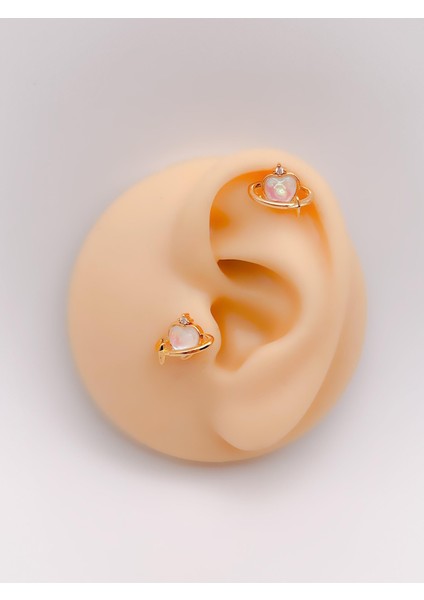 Cerrrahi Çelik Piercing ( Pirsing ) Kalpli Gezegen Tragus Helix Piercing (1ADET)