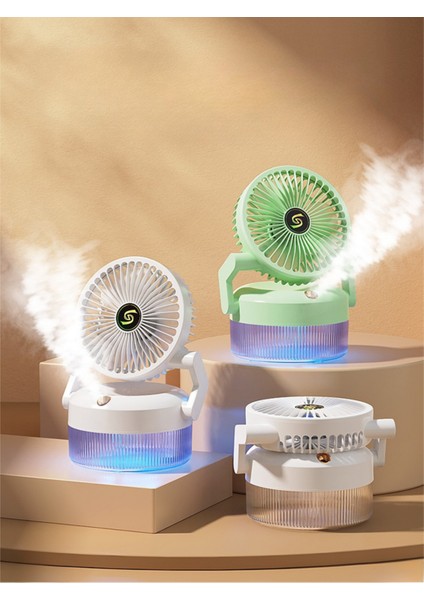 USB Şarjlı 800 ml Fan Katlanabilir Hava Nemlendiricili Ledli 3 Kademeli Sessiz Masaüstü Spreyli Fan