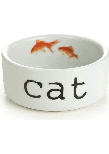 Kedi Mama Su Kabı, Seramik, Beyaz, 11,5cm, 300ML Ferrg