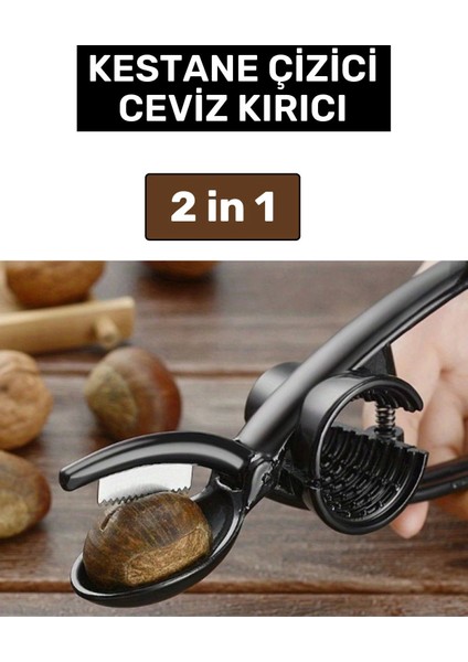 Premium Yüksek Kaliteli Ergonomik Saplı Kestane Çizeceği Ceviz Kıracağı 2si 1 Arada