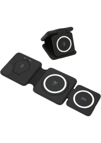 3'lü Kablosuz Şarj Standı iPhone Apple Watch Airpods Android Uyumlu Telefon Hızlı Şarj Katlanabilir