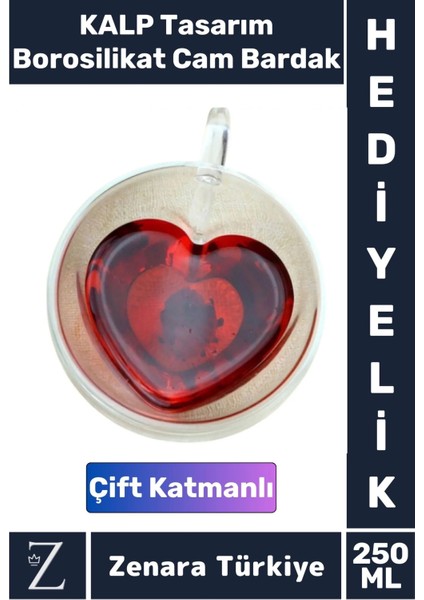 Premium Yüksek Kalite Isıya Dirençli Dekoratif Şık Özel Kalp Model Borosilikat Cam Bardak