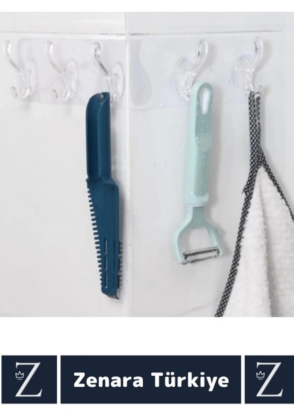 Premium Çok Fonksiyonlu Mutfak Banyo Askısı Iz Bırakmaz Kendinden Yapışkanlı 5 Kancalı Askı Seti modelleri