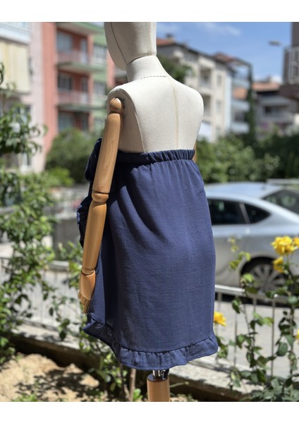Kadın 2 Kat Müslin Lacivert Ince Plaj Eteği – Rahat, Hafif ve Yazlık, Tek Ürün Hem Etek Hem Elbise indirimleri