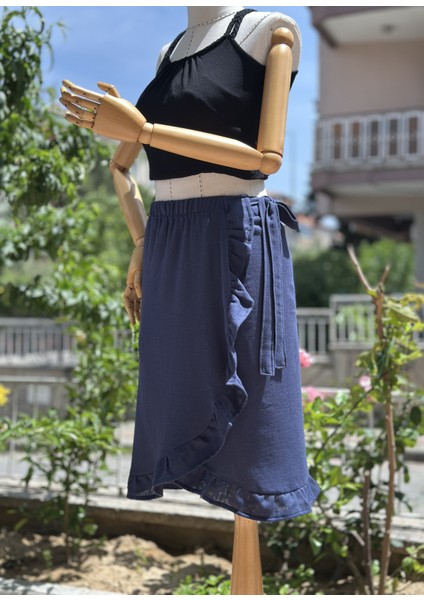 Kadın 2 Kat Müslin Lacivert Ince Plaj Eteği – Rahat, Hafif ve Yazlık, Tek Ürün Hem Etek Hem Elbise fiyatları