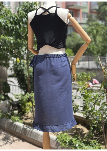 Kadın 2 Kat Müslin Lacivert Ince Plaj Eteği – Rahat, Hafif ve Yazlık, Tek Ürün Hem Etek Hem Elbise modelleri