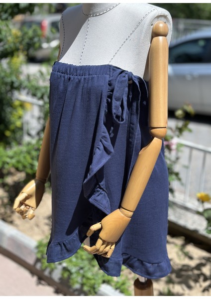 Kadın 2 Kat Müslin Lacivert Ince Plaj Eteği – Rahat, Hafif ve Yazlık, Tek Ürün Hem Etek Hem Elbise fırsatları