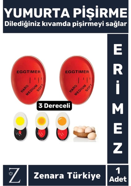 Premium Yanmaz Erimez 3 Farklı Zamanlayıcılı Haşlama Yumurta Pişirme Derecesi Egg Timer