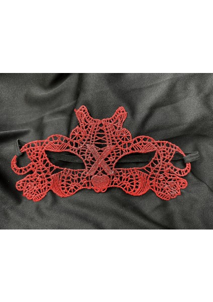 Kırmızı Dantel Masquerade Maskesi Çift Taraflı 10 No - Lisinya