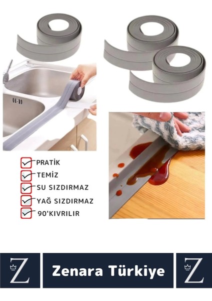 Premium Ekstra Dayanıklı Pvc Yağ Kenar Küf Önleyici Gri Sızdırmaz Izolasyon Bantı 3.2 mt x 10 Adet