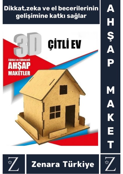 Premium Görsel Zeka El Becerisi Geliştirici Boyanabilir Puzzle Oyun Dekoratif Demonte Ahşap 3D Maket