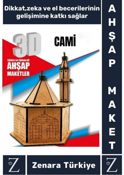 Premium Görsel Zeka El Becerisi Geliştirici Boyanabilir Puzzle Oyun Dekoratif Demonte Ahşap 3D Maket