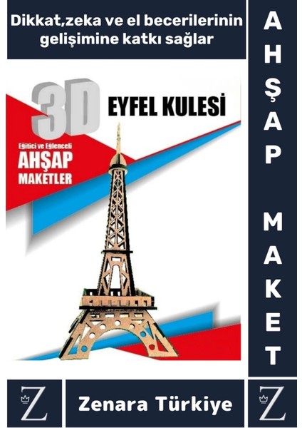 Premium Görsel Zeka El Becerisi Geliştirici Boyanabilir Puzzle Oyun Dekoratif Demonte Ahşap 3D Maket