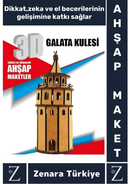 Premium Görsel Zeka El Becerisi Geliştirici Boyanabilir Puzzle Oyun Dekoratif Demonte Ahşap 3D Maket